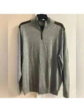 THOMAS PARKER NWT Mens Grey Wool Blend 1/4 Zip Pullover Sweater, XL.